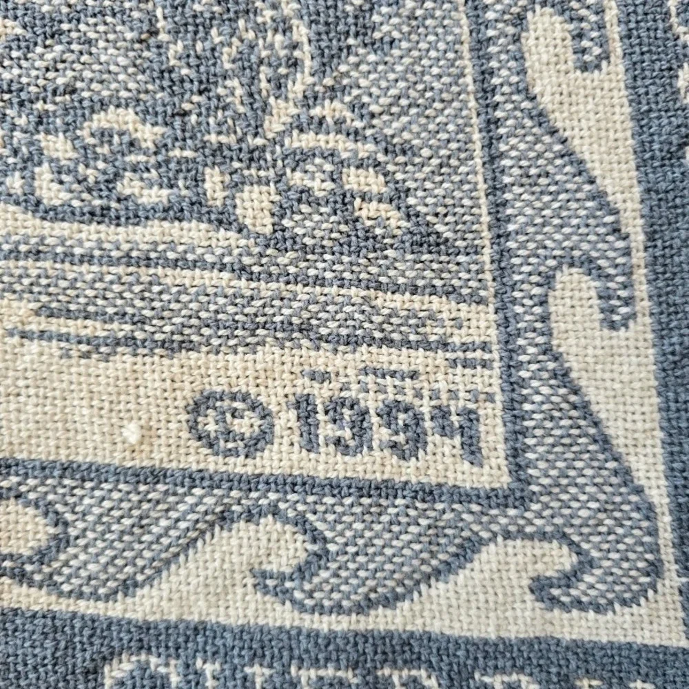 Vintage 1994‎ Blue 1000 Islands Woven Tapestry Throw Blanket St. Lawrence River